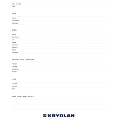 Kryolan Professional Make Up Charts Kryolan Professional Make Up Charts